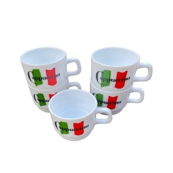 Vintage Milk Glass Cappuccino Cups, Arcopal France by Maxwell House, Set… - Picture 4 of 6